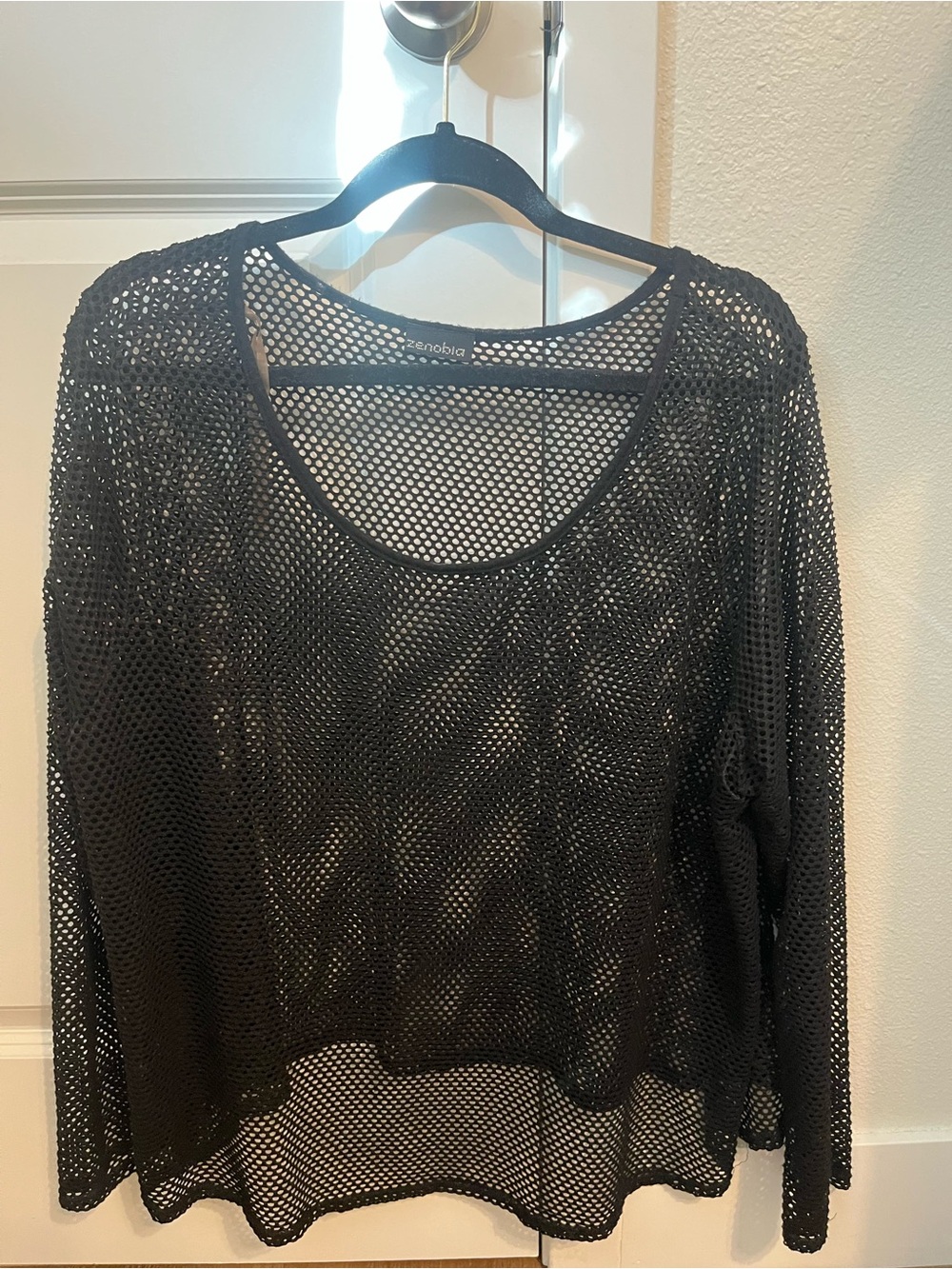 Zenobia Black Open-Weave Mesh Pullover